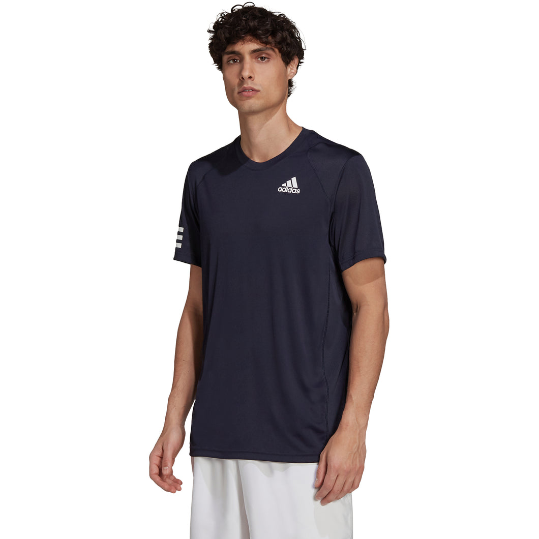 Adidas Club 3 Stripes Legend Ink Mens Tennis Shirt - Legend Ink/Wht/XXL