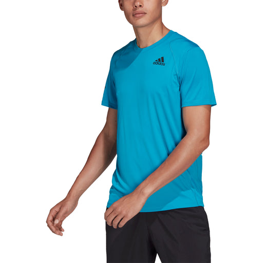 Adidas Club 3 Stripe Sonic Aqua Mens Tennis Shirt - SONC AQU/BK 449/XXL