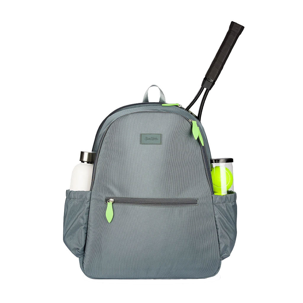 Ame & Lulu Courtside Charc Lime Tennis Backpack - Charcoal/Lime