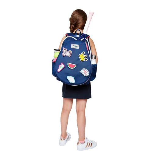 Ame & Lulu Lil Patc Navy Pink Girl Tennis Backpack