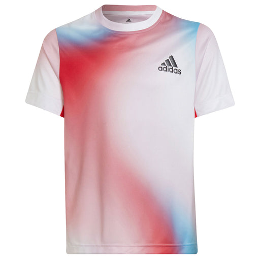 Adidas Club White Vivid Red Boys SS Tennis Shirt