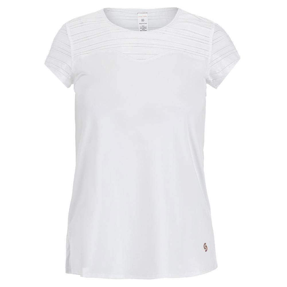 Cross Court Club Wht Cap Sleeve Women Tennis Shirt - WHITE 0110/XL