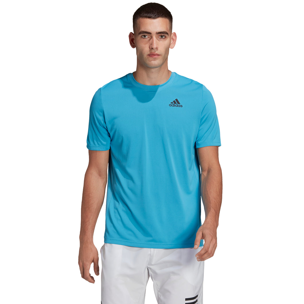 Adidas HEAT.RDY Mens Tennis T-Shirt - SKY RUSH/BK 436/XL