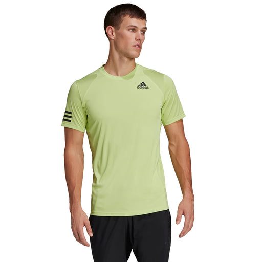 Adidas Club 3 Stripes Mens Tennis Shirt 1 - LIME/BLACK 314/XL