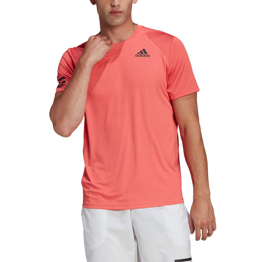 Adidas Club 3 Stripes Mens Tennis Shirt 1 - TURBO/BLK 627/XL