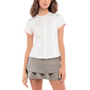 Lucky in Love Get It Stripe White Womens Short Sleeve Tennis Shirt