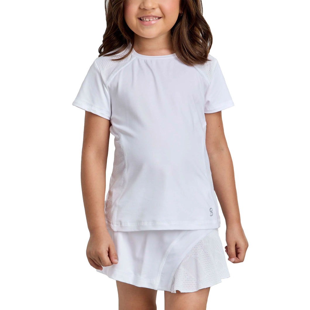 Sofibella White Racquet Net Girls SS Tennis Shirt - Net/L