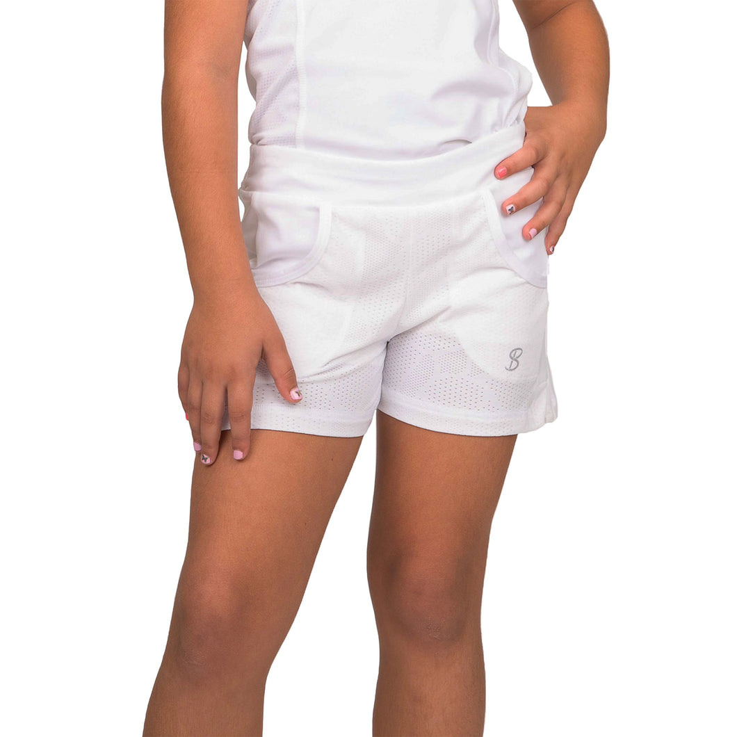 Sofibella White Racquet Net Girls Tennis Shorts