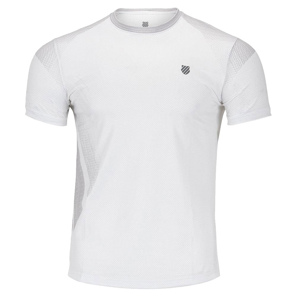 K-Swiss Surge White Mens Short Sleeve Tennis Shirt - WHITE 110/XL