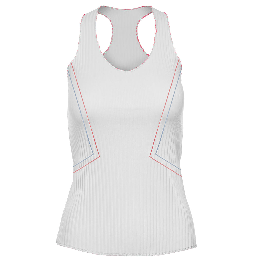 K-Swiss Pleated V-Neck WH Womens Tennis Tank Top - WHITE 110/L
