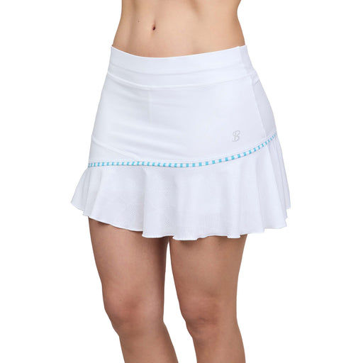 Sofibella White Racquet 14in Womens Tennis Skirt - Aqua Stripe/XL