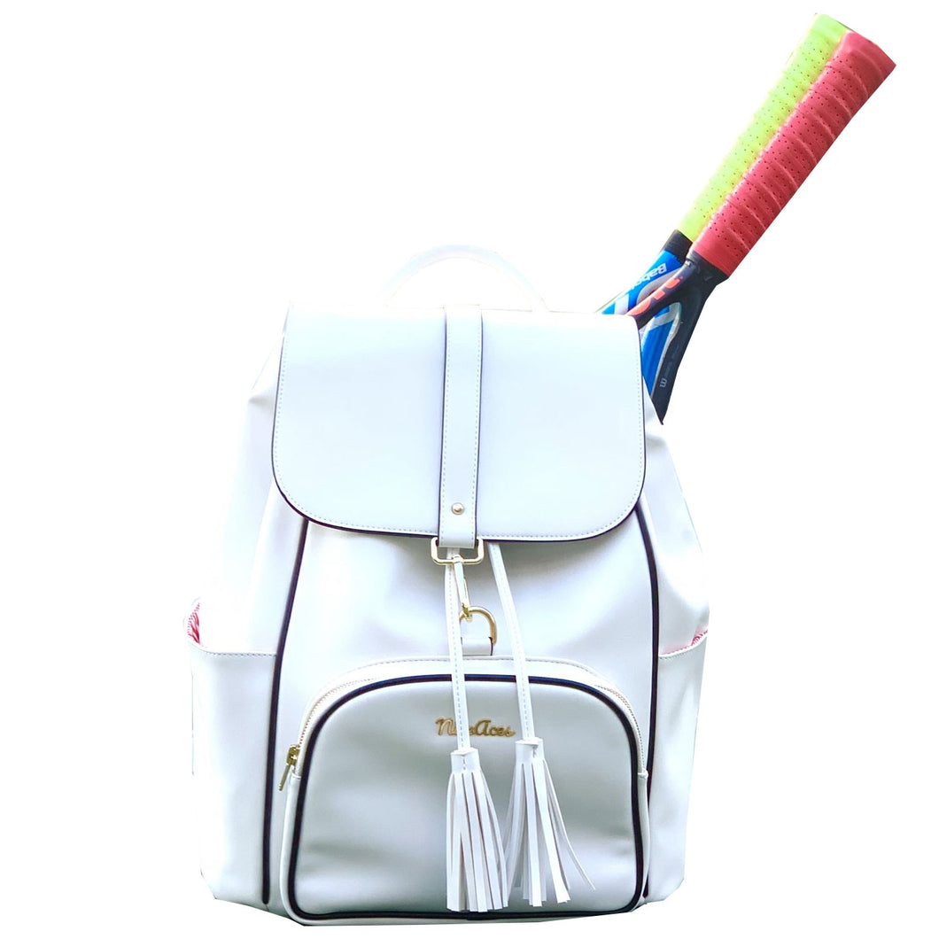 NiceAces Sara White Tennis Backpack - White