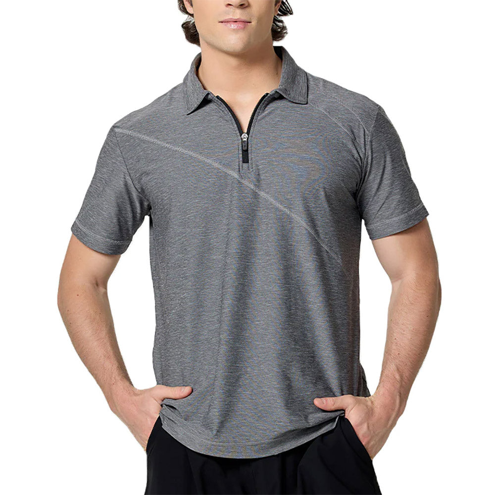 SB Sport Short Sleeve Mens Tennis Polo - Grey Melange/1X