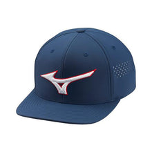 Load image into Gallery viewer, Mizuno Tour Flat Snapback Hat - Navy/One Size
 - 2