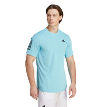 Load image into Gallery viewer, Adidas Club 3 Stripes Mens Tennis Shirt - LIGHT AQUA 458/XXL
 - 7