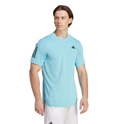 Adidas Club 3 Stripes Mens Tennis Shirt - LIGHT AQUA 458/XXL
