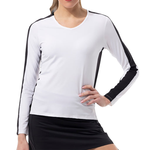 SanSoleil Sunglow Active Womens Tennis Shirt - White/Black/XL