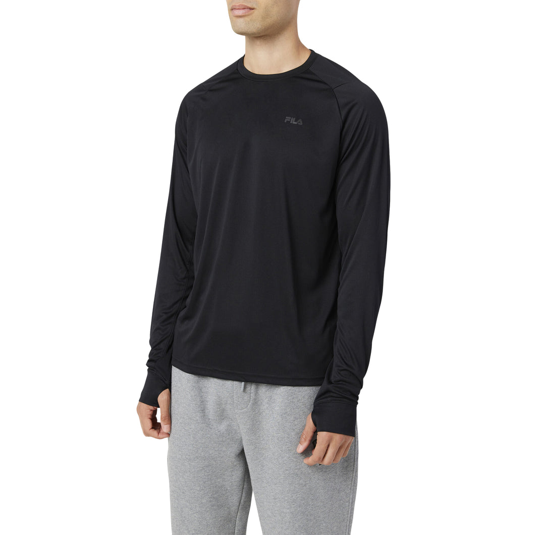 FILA Jazam Long Sleeve Mens Tennis Shirt - BLACK 001/XL