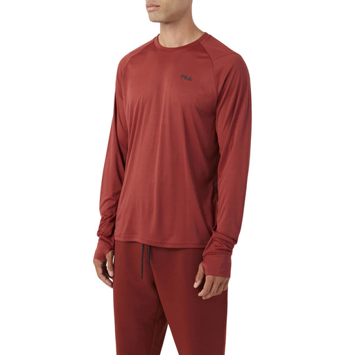 FILA Jazam Long Sleeve Mens Tennis Shirt - RUSSET BRWN 255/XXL