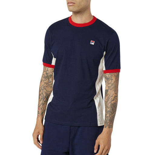 FILA Warner Short Sleeve Mens Tennis Shirt - PEACOAT 410/XL