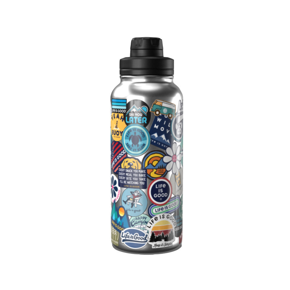 Life Is Good 32 oz Sticker Water Bottle - Multi