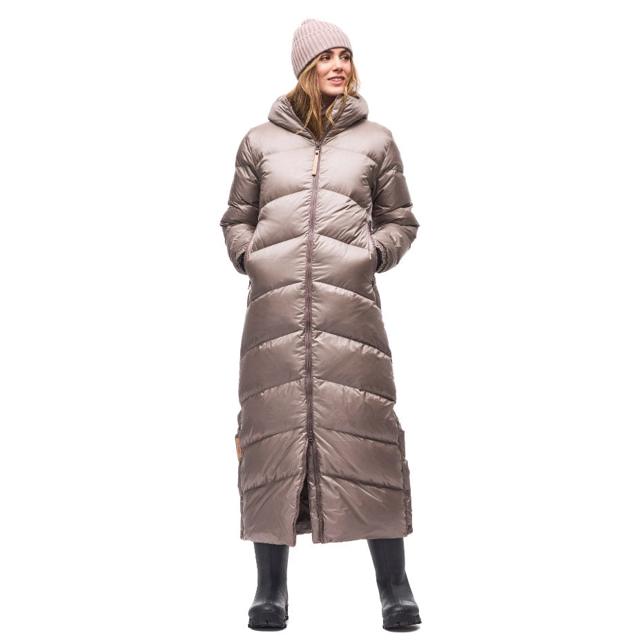 Indyeva Long Long Quilted Down Womens Jacket - Peppercorn/M